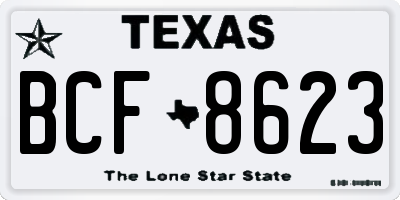 TX license plate BCF8623