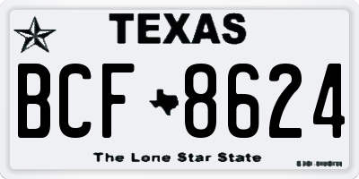 TX license plate BCF8624