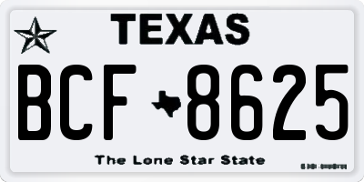 TX license plate BCF8625