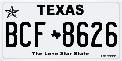 TX license plate BCF8626