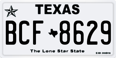 TX license plate BCF8629