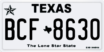 TX license plate BCF8630