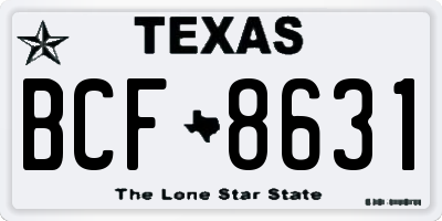 TX license plate BCF8631