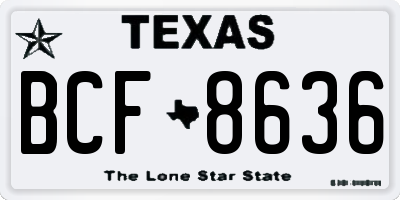 TX license plate BCF8636