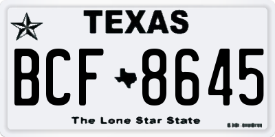 TX license plate BCF8645
