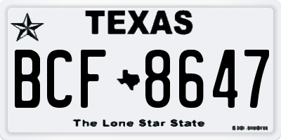 TX license plate BCF8647