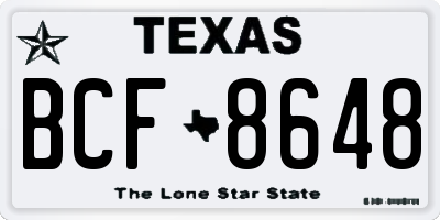 TX license plate BCF8648