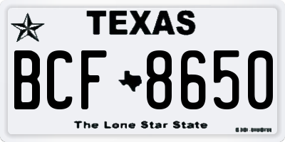 TX license plate BCF8650