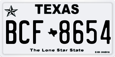 TX license plate BCF8654