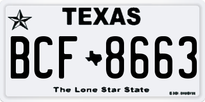 TX license plate BCF8663