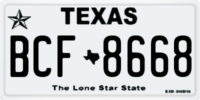 TX license plate BCF8668