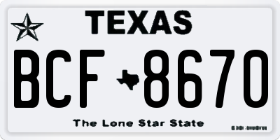 TX license plate BCF8670