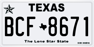 TX license plate BCF8671