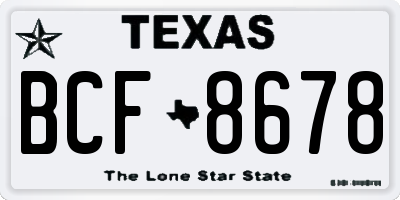 TX license plate BCF8678