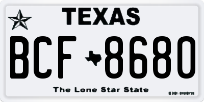 TX license plate BCF8680