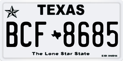TX license plate BCF8685