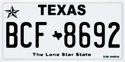 TX license plate BCF8692
