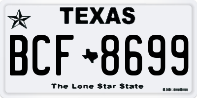 TX license plate BCF8699