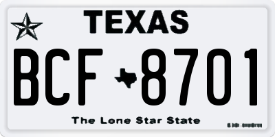 TX license plate BCF8701