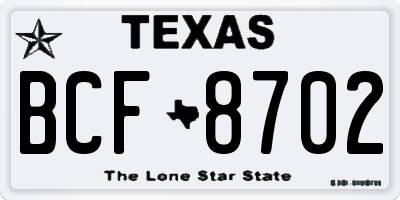 TX license plate BCF8702