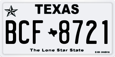 TX license plate BCF8721