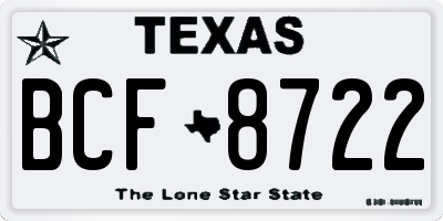 TX license plate BCF8722