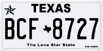 TX license plate BCF8727