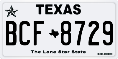 TX license plate BCF8729