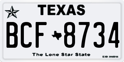 TX license plate BCF8734