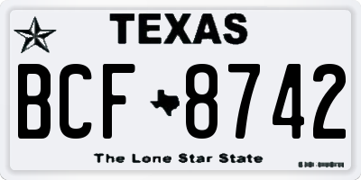 TX license plate BCF8742
