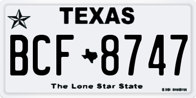 TX license plate BCF8747