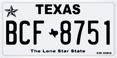 TX license plate BCF8751