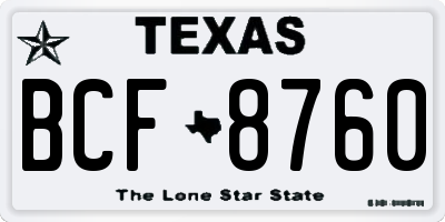 TX license plate BCF8760