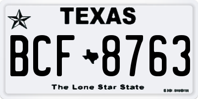 TX license plate BCF8763