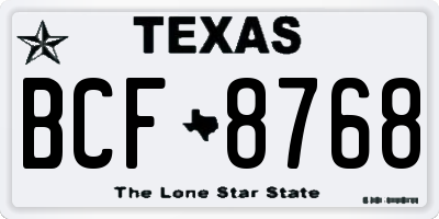 TX license plate BCF8768