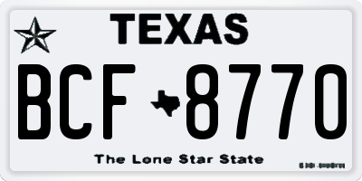 TX license plate BCF8770