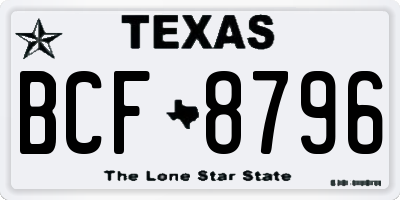 TX license plate BCF8796