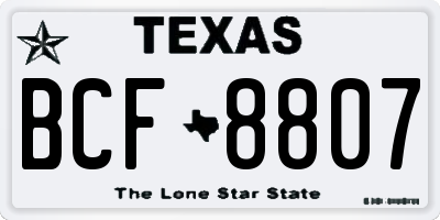 TX license plate BCF8807