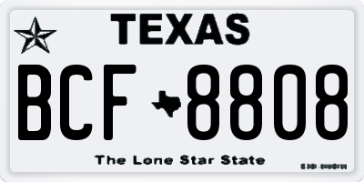 TX license plate BCF8808
