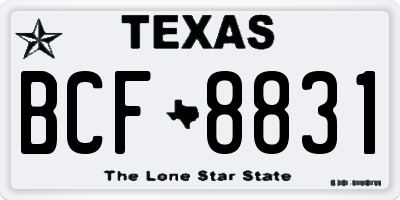 TX license plate BCF8831