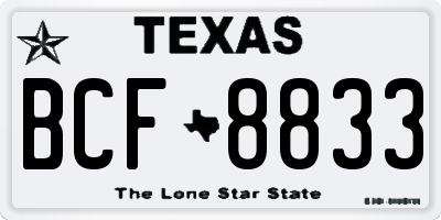 TX license plate BCF8833