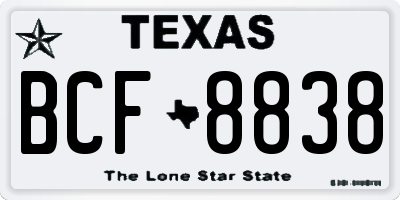 TX license plate BCF8838