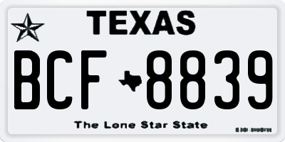TX license plate BCF8839