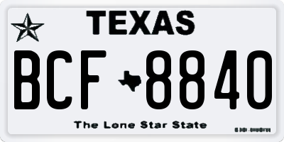 TX license plate BCF8840