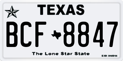 TX license plate BCF8847