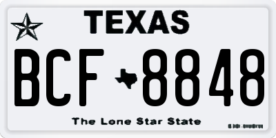 TX license plate BCF8848