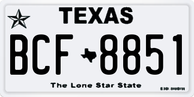 TX license plate BCF8851