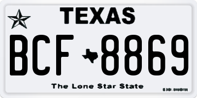 TX license plate BCF8869