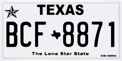 TX license plate BCF8871