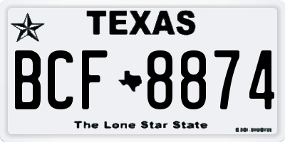 TX license plate BCF8874